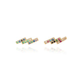 2pcs CZ stud earring rainbow gold heart letter earrings for women Korean earrings zirconia crystal  charm jewelry gift