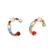 2pcs CZ stud earring rainbow gold heart letter earrings for women Korean earrings zirconia crystal  charm jewelry gift