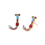 2pcs CZ stud earring rainbow gold heart letter earrings for women Korean earrings zirconia crystal  charm jewelry gift