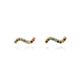 2pcs CZ stud earring rainbow gold heart letter earrings for women Korean earrings zirconia crystal  charm jewelry gift