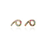 2pcs CZ stud earring rainbow gold heart letter earrings for women Korean earrings zirconia crystal  charm jewelry gift