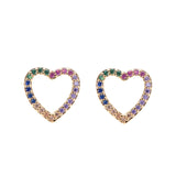 2pcs CZ stud earring rainbow gold heart letter earrings for women Korean earrings zirconia crystal  charm jewelry gift