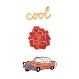 3~6pcs/set Cat rose bird koi sakura cool car Brooch Button Pins Denim lapel pin badge Fashion cartoon jewelry Gift for Kids girl