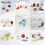 3~6pcs/set Cat rose bird koi sakura cool car Brooch Button Pins Denim lapel pin badge Fashion cartoon jewelry Gift for Kids girl
