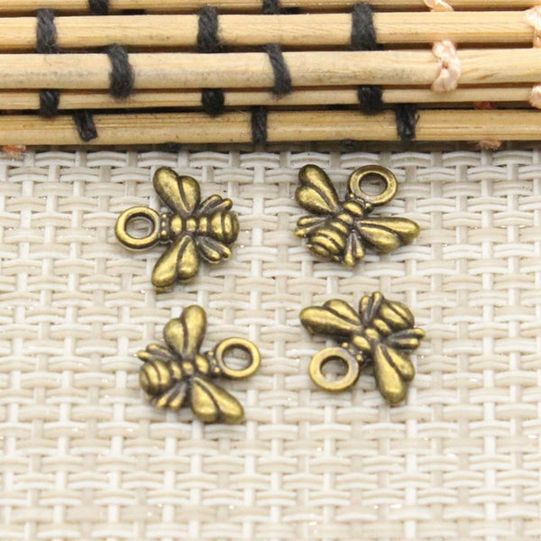 30pcs Charms bee 10x11mm  Tibetan Silver Plated Pendants Antique Jewelry Making DIY Handmade Craft
