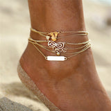 3PCS/Lot Bohemian Eagle Sequins Anklets For Women Fashion Gold Color Bracelet Anklet on the Leg Beach Foot Accessories Wholesale