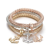 3Pcs Tree of Life Bracelet Crystal Owl Anchor Music Note Boy Girl Heart Charm Bracelets For Women Pulseria Feminina Jewelry Gift