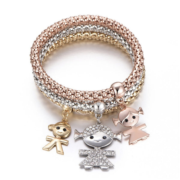 3Pcs Tree of Life Bracelet Crystal Owl Anchor Music Note Boy Girl Heart Charm Bracelets For Women Pulseria Feminina Jewelry Gift