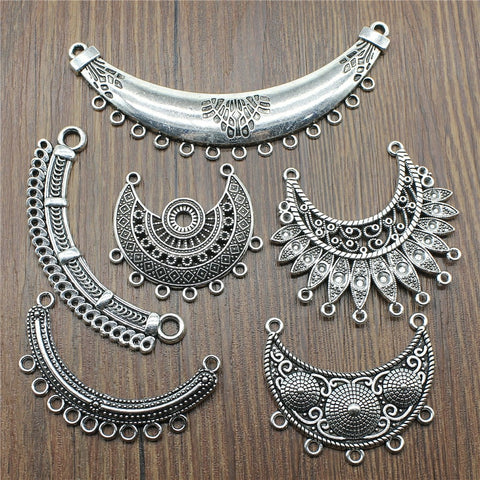 3pcs/lot Antique Silver Color Necklace Connector Charms Pendant Jewelry Connector Charms For Necklace Jewelry Making