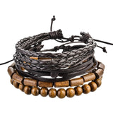 4-6PC Vintage Multilayer Leather Bracelet For Men Fashion Braided Handmade Rope Wrap Bead Charm Woven Bracelets Male Gift