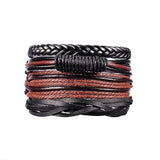 4-6PC Vintage Multilayer Leather Bracelet For Men Fashion Braided Handmade Rope Wrap Bead Charm Woven Bracelets Male Gift