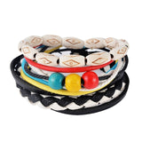 4-6PC Vintage Multilayer Leather Bracelet For Men Fashion Braided Handmade Rope Wrap Bead Charm Woven Bracelets Male Gift