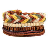 4-6PC Vintage Multilayer Leather Bracelet For Men Fashion Braided Handmade Rope Wrap Bead Charm Woven Bracelets Male Gift