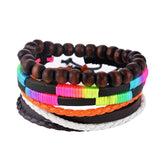 4-6PC Vintage Multilayer Leather Bracelet For Men Fashion Braided Handmade Rope Wrap Bead Charm Woven Bracelets Male Gift