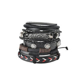 4-6PC Vintage Multilayer Leather Bracelet For Men Fashion Braided Handmade Rope Wrap Bead Charm Woven Bracelets Male Gift