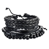 4-6PC Vintage Multilayer Leather Bracelet For Men Fashion Braided Handmade Rope Wrap Bead Charm Woven Bracelets Male Gift