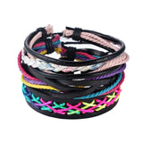 4-6PC Vintage Multilayer Leather Bracelet For Men Fashion Braided Handmade Rope Wrap Bead Charm Woven Bracelets Male Gift