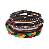 4-6PC Vintage Multilayer Leather Bracelet For Men Fashion Braided Handmade Rope Wrap Bead Charm Woven Bracelets Male Gift