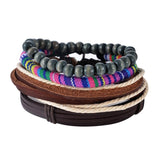 4-6PC Vintage Multilayer Leather Bracelet For Men Fashion Braided Handmade Rope Wrap Bead Charm Woven Bracelets Male Gift