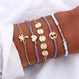 4 Pcs/ Set Classic Arrow Knot Round Crystal Multilayer Adjustable Open Bracelet Set Women Fashion Party Jewelry Multiple Styles