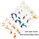 5 Sheets Blue Gold Fish UV Resin Stickers FillDecorative Sticker Fit Silicone Molds DIYMicro Landscape Scrapbooking StickersGift