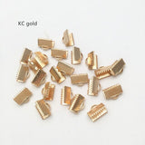 50Pcs Gold Plated Ribbon Crimp End Caps of Necklace String Ribbon Clip Bracelet Cord Foldover Bracelet Connectors Finding HK006