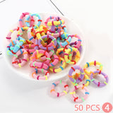 50Pcs/lot Women Hair Jewelry Children's Candy Color Elastic Hair Ring Hair Band Cute Hair Accessories Hair Rope Headpiece Gifts