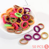 50Pcs/lot Women Hair Jewelry Children's Candy Color Elastic Hair Ring Hair Band Cute Hair Accessories Hair Rope Headpiece Gifts