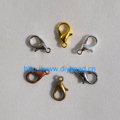 50pcs DIY jewelry findings & components,Bracelet Department,12*6mm Gold/Rhodium/Black/Silver Lobster Clasps Claw Clasp