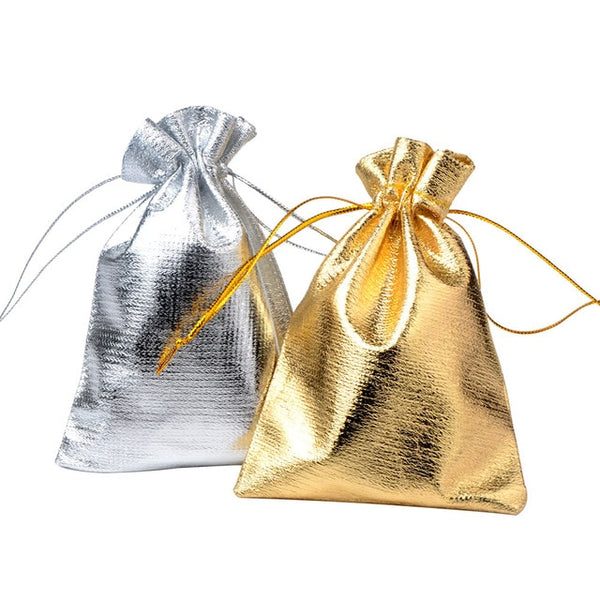 50pcs/bag 7x9cm 9x12cm 10x15cm Adjustable Jewelry Packing silver/ gold colors drawstring Velvet bag,Wedding Gift Bags & Pouches