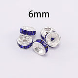 50pcs/lot 4 6 8 10mm Gold Silver Rhinestone Rondelles Crystal Bead Loose Spacer Beads for DIY Jewelry Making Accessories Supplie
