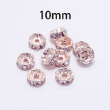 50pcs/lot 4 6 8 10mm Gold Silver Rhinestone Rondelles Crystal Bead Loose Spacer Beads for DIY Jewelry Making Accessories Supplie