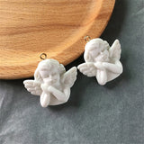 5pcs White Wing Angel 3D Resin Charms For Jewelry Findings Cute Girl Necklace Pendant Eardrop Earrings Accessory F348