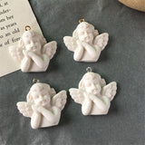 5pcs White Wing Angel 3D Resin Charms For Jewelry Findings Cute Girl Necklace Pendant Eardrop Earrings Accessory F348