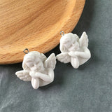 5pcs White Wing Angel 3D Resin Charms For Jewelry Findings Cute Girl Necklace Pendant Eardrop Earrings Accessory F348