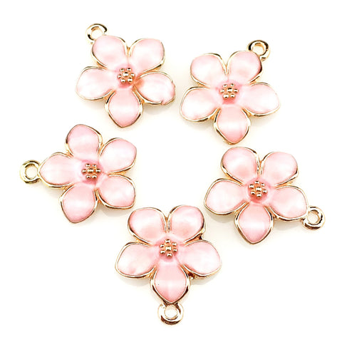 5pcs/lot  Light Gold Pink Peach Blossom Flower Pendant Jewelry Finding Making 22220