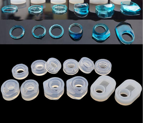 6 Pieces Assorted DIY Silicone Ring Mold for Resin Jewelry Making Craft