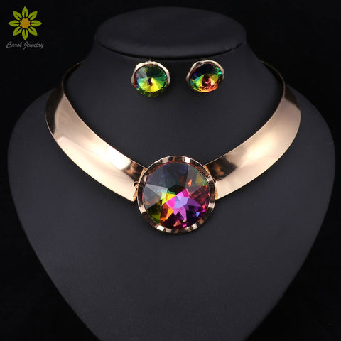 6Color Women Jewelry Sets Trendy Necklace Earrings Statement Necklace For Party Wedding Fashion 2017 Direct Selling