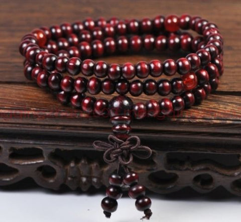 6MM108 Sandalwood Bead Mala 108 Prayer Bracelet yoga Chakas Buddhism energy Wristband Healing cuff natural Bless spirituality
