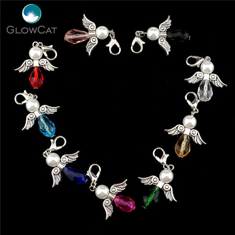 6PCs Handmade Colorful Charm Glass Guardian Angel Wings Diy Pendant For Jewelry Making 22526-1