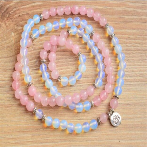 6mm Natural moonstone Pink 108 Mala Bracelet Healing chain Hot Bless pray  Wristband Wrist yoga cuff Veins spirituality
