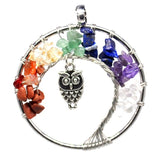 7 Chakra Quartz Natural Stone Tree of Life pendulum Pendant Necklace for Women  Healing Crystal Necklaces Pendants Reiki Jewelry