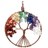 7 Chakra Quartz Natural Stone Tree of Life pendulum Pendant Necklace for Women  Healing Crystal Necklaces Pendants Reiki Jewelry
