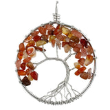 7 Chakra Quartz Natural Stone Tree of Life pendulum Pendant Necklace for Women  Healing Crystal Necklaces Pendants Reiki Jewelry