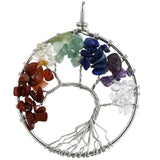 7 Chakra Quartz Natural Stone Tree of Life pendulum Pendant Necklace for Women  Healing Crystal Necklaces Pendants Reiki Jewelry