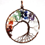 7 Chakra Quartz Natural Stone Tree of Life pendulum Pendant Necklace for Women  Healing Crystal Necklaces Pendants Reiki Jewelry