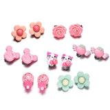 7 Pairs Kids Toddler Little Girls Clip On Earrings Value Set Birthday Party Gift Cute Animal Flower Princess Ear Jewelry