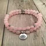 8MM Natural 108 quartz rose Bracelet Healing mala Lucky new  yoga Handmade Meditation natural pray Wrist Sutra Bless