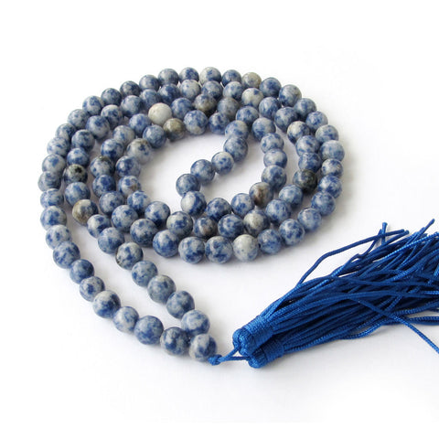 8mm 108 Blue blue-veins stone Beads Necklace mala Handmade Lucky Wristband Veins energy yoga spirituality new  chain