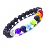 8mm Lava Stone tree of life 7 Chakra  Healing Balance Beads Reiki Buddha Prayer  Essential Oil Diffuser Bracelet Jewelry